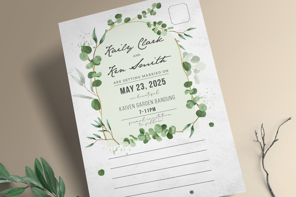 Eucalyptus Collage Wedding Invitatio, an Invitation Template by Aarley Kaiven (Photo 4 of 4)