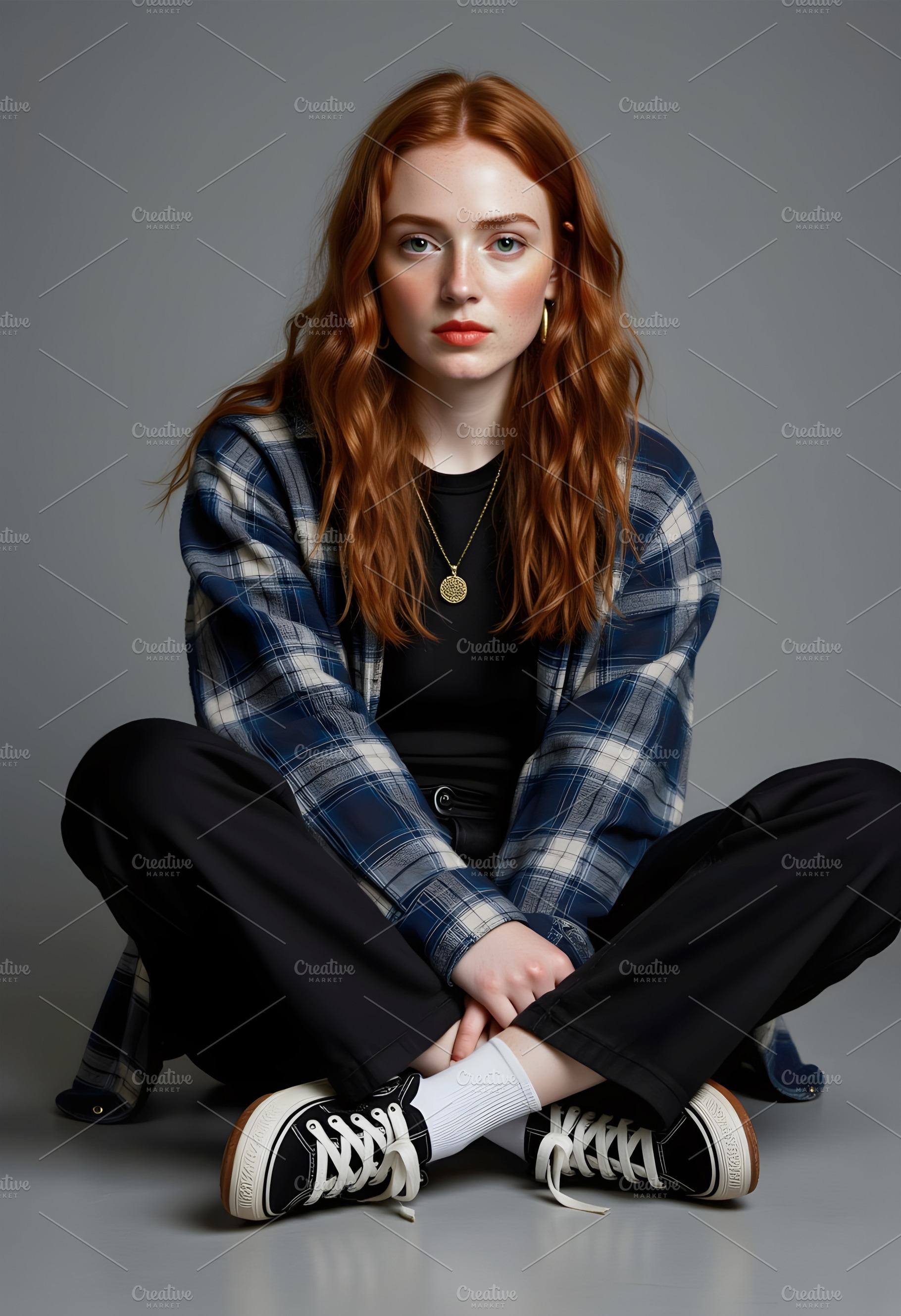 Redhead Woman in Casual Fashion Sitt, a Beauty & Fashion Photo by Stock Shape
