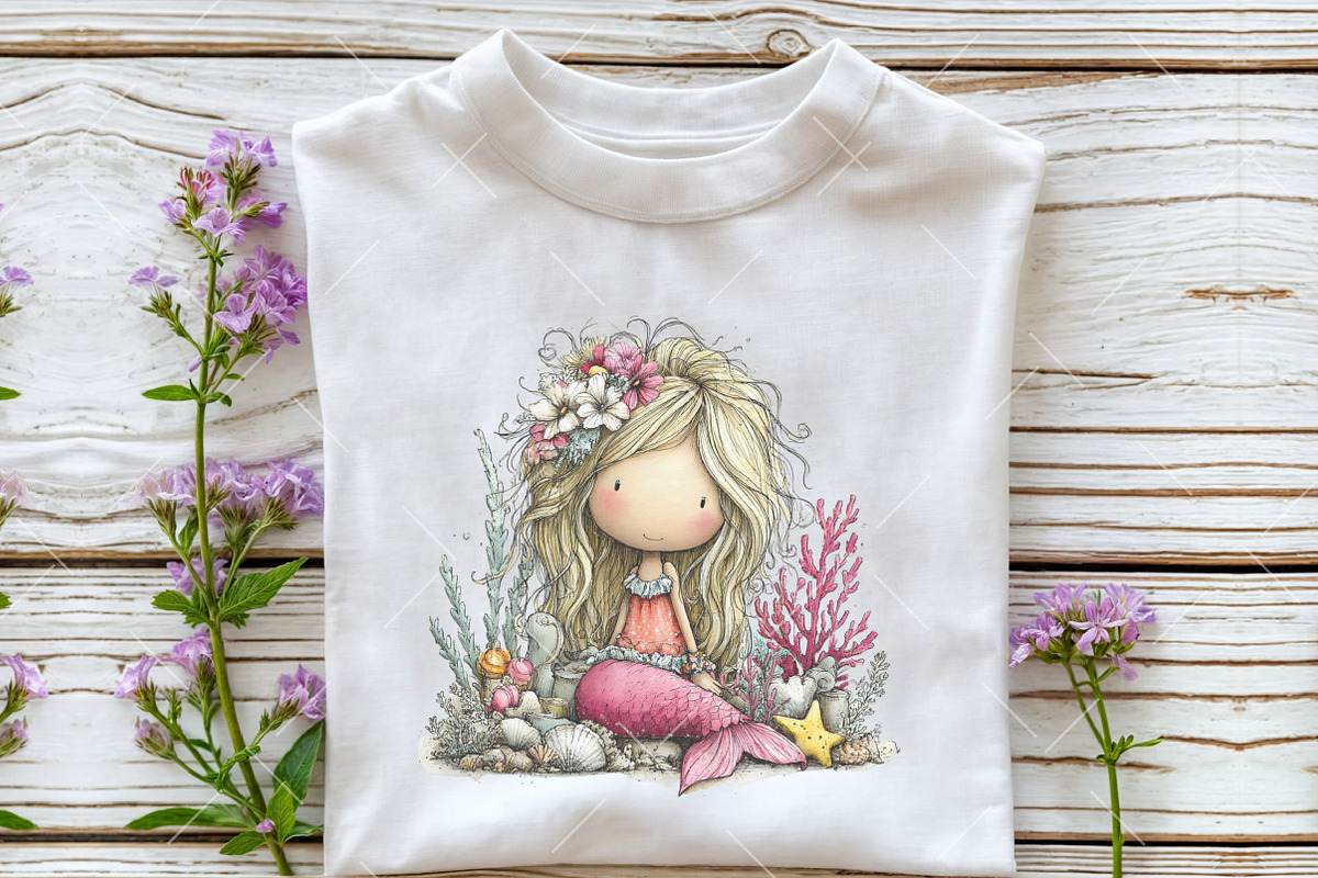 Whimsical Summer Mermaid Clipart, an Illustration by OK Design (Photo 6 of 6)