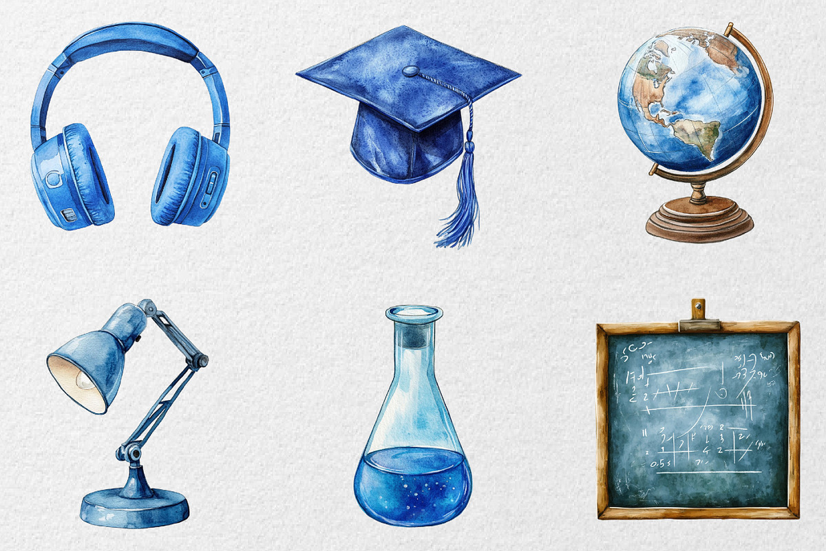 Blue School Clipart, an Illustration by DreamCafeArt (Photo 7 of 7)