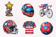 Patriotic Sports Elements Clipart, an Illustration by CreationArt (Thumbnail 3 of 5)