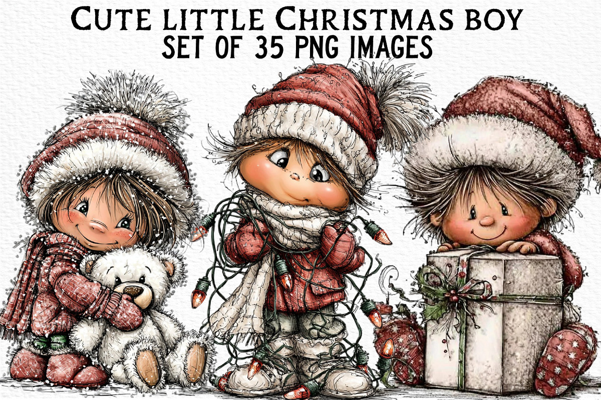 Cute little Christmas boy Clipart, an Illustration by Craft Nest (Photo 1 of 5)