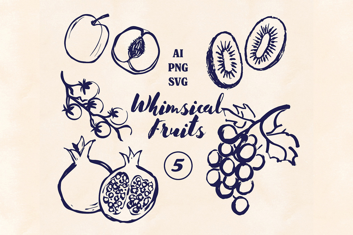 Whimsical Berry Fruit Bundle SVG PNG, a Food Illustration by Marie T (Photo 7 of 36)