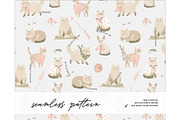 Neutral playful cats pink pattern, a Pattern Graphic by Milatoo (Thumbnail 1 of 3)