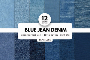 12 Blue Jean Denim Digital Textures, a Texture Graphic by NorthWindPixels