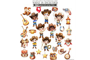 Watercolor Cowboy Clipart Bundle, an Illustration by CharmClipart (Thumbnail 4 of 10)