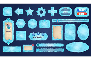 Ice game ui. Frozen water menu, an Illustration by Stock-Smart-Start