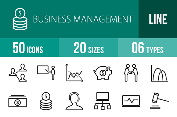 50 Business Management Line Icons preview 4