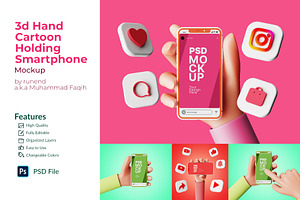 Smartphone Mockup - 3D Hand Cartoon