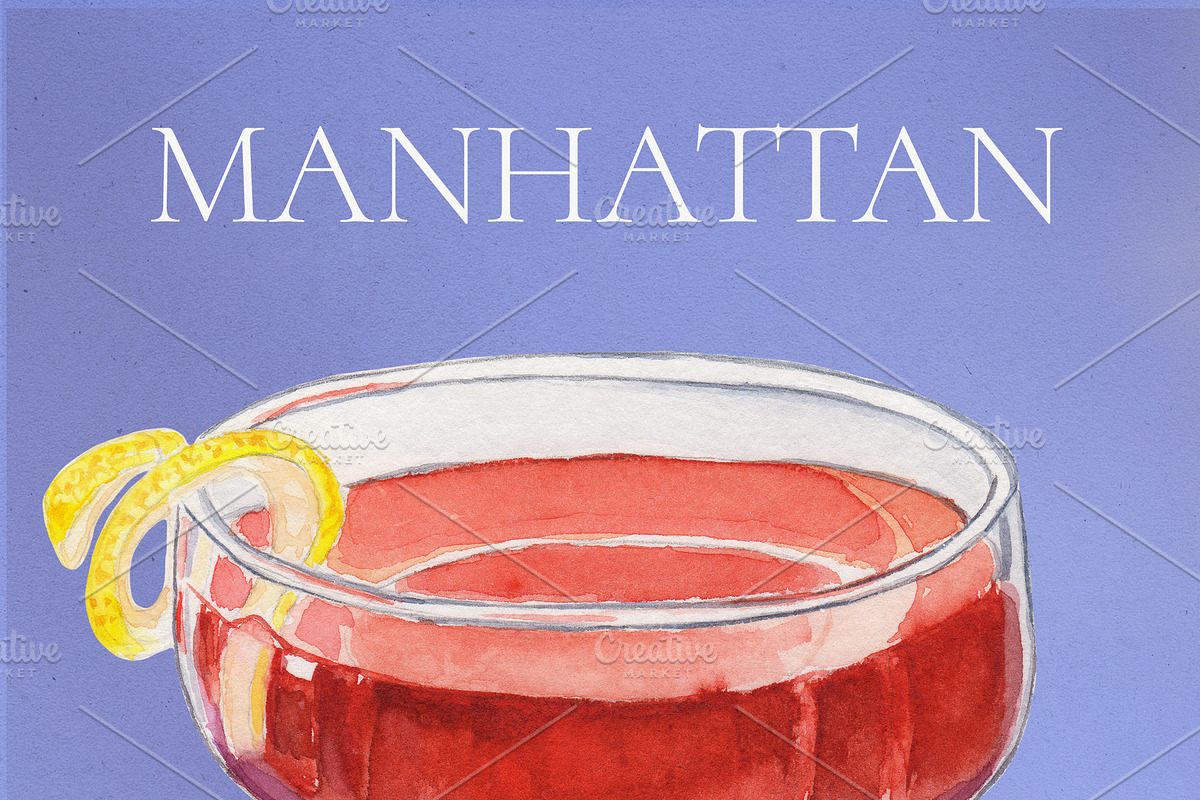 Manhattan Watercolor Cocktail, a Food Illustration by Olexandra Mur (Photo 2 of 3)
