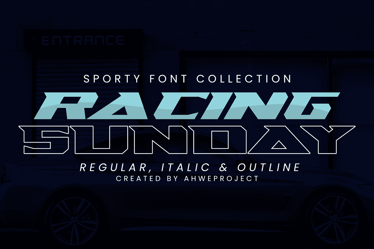 Racing Sunday, a Sans Serif Font by ahweproject (Photo 1 of 9)