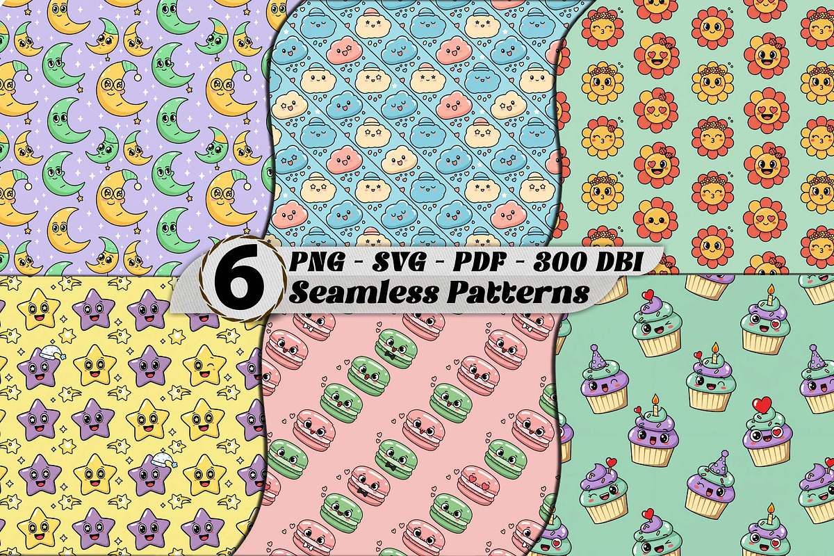 Kawaii Character Seamless Patterns, a Pattern Graphic by one-touch (Photo 1 of 17)