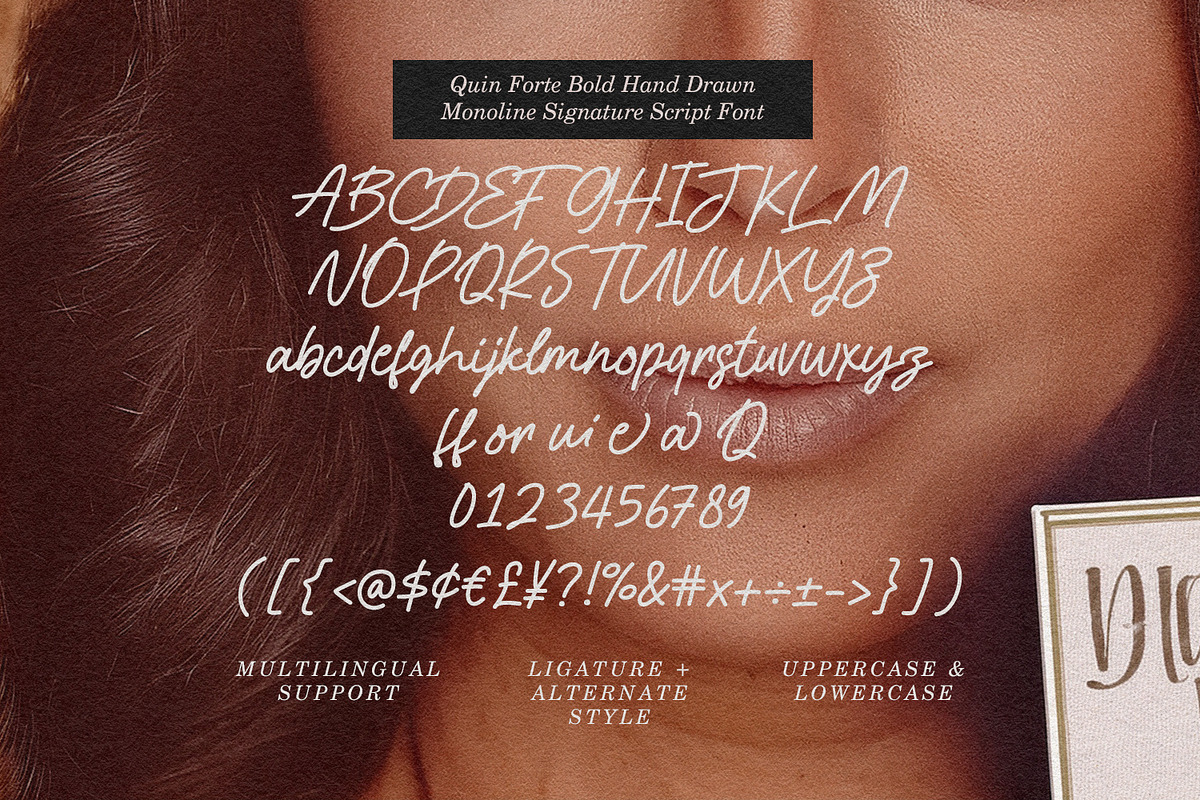 Quin Forte Hand Drawn Monoline Font, a Script Font by Maulana Creative (Photo 7 of 7)