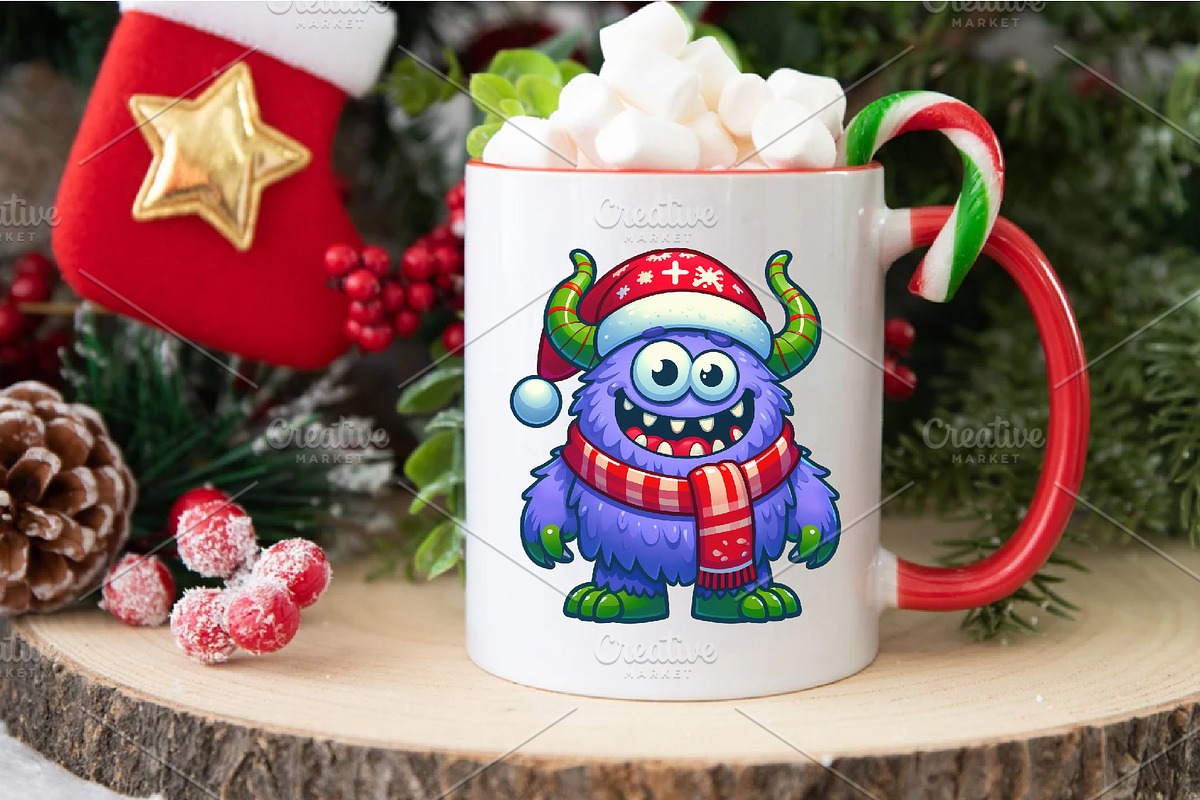 Christmas Monsters. Tshirt, PNG., an Animal Illustration by KENO Mascots (Photo 4 of 8)
