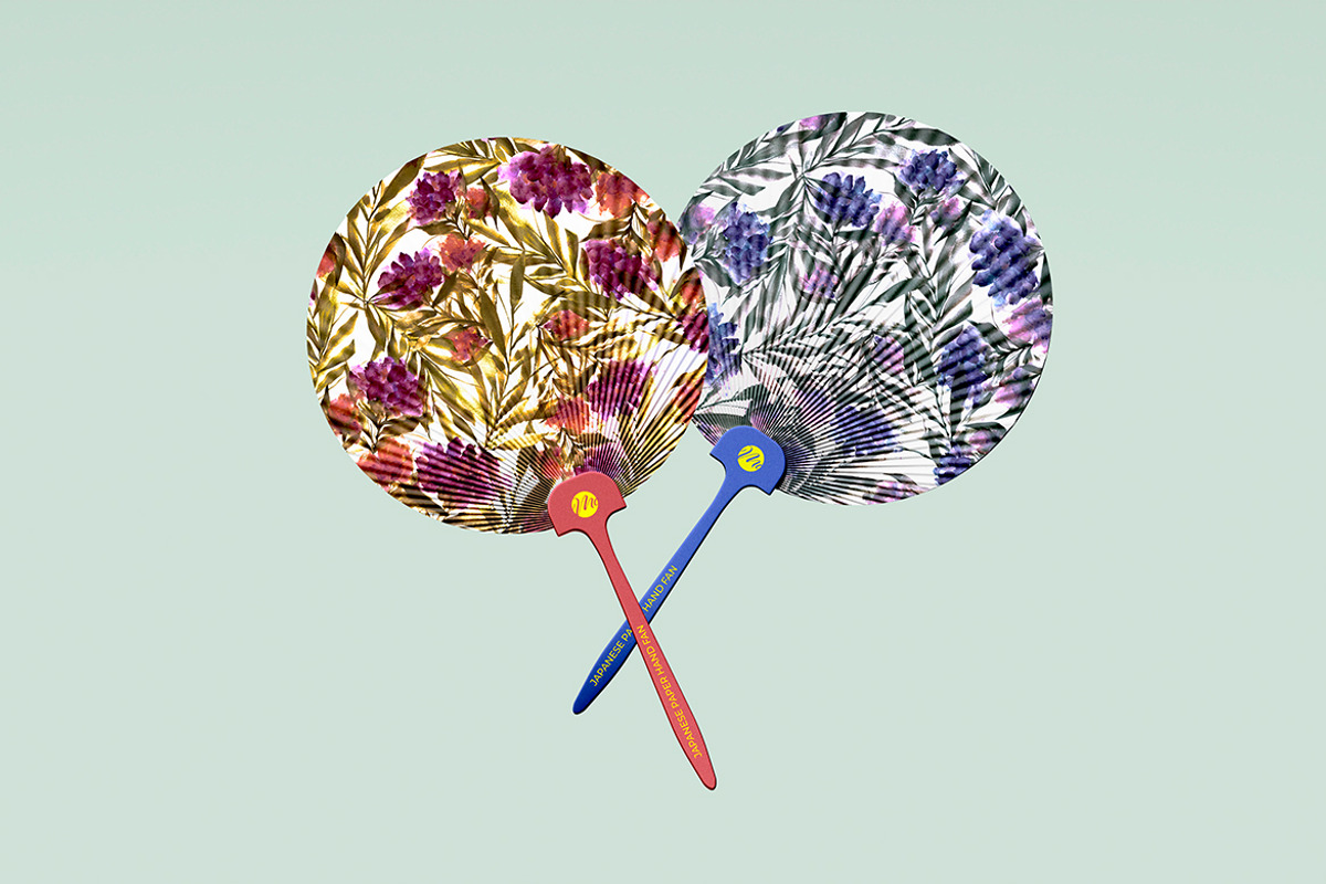 Japanese Round Hand Fan Set Mockup, a Product Mockup by McLittle Stock (Photo 1 of 2)