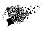 Woman Butterfly Hair Silhouette, an Object Illustration by yasushie (Thumbnail 6 of 31)