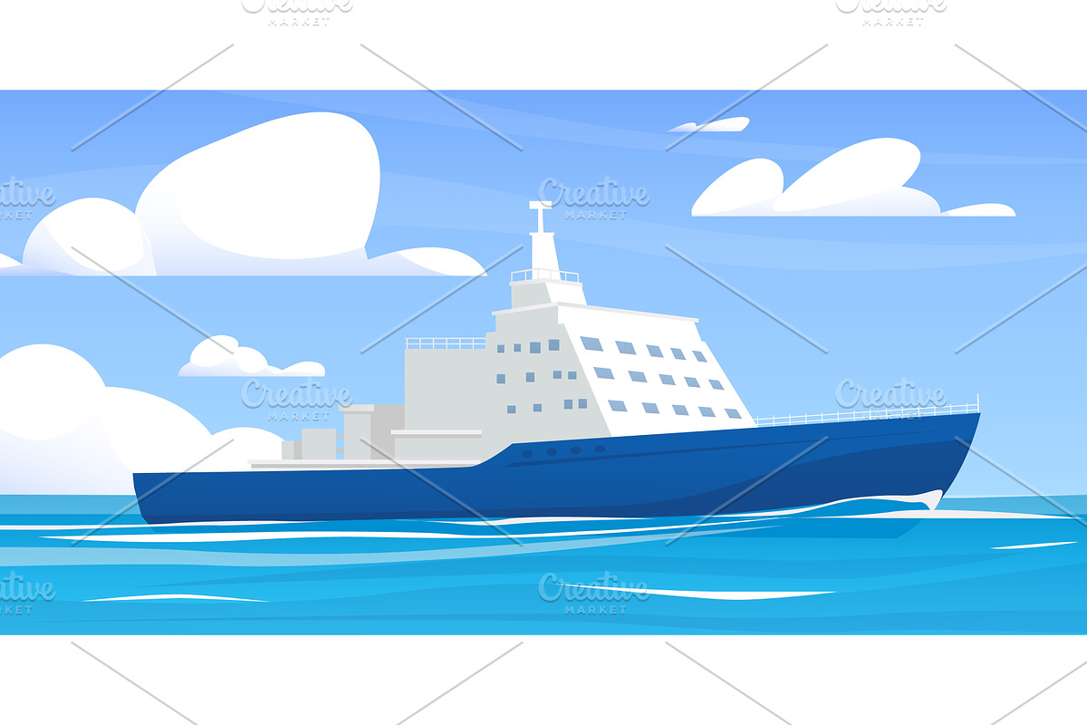 Sea liner. Large ship sailing on, a Transportation Illustration by Vectorbuum