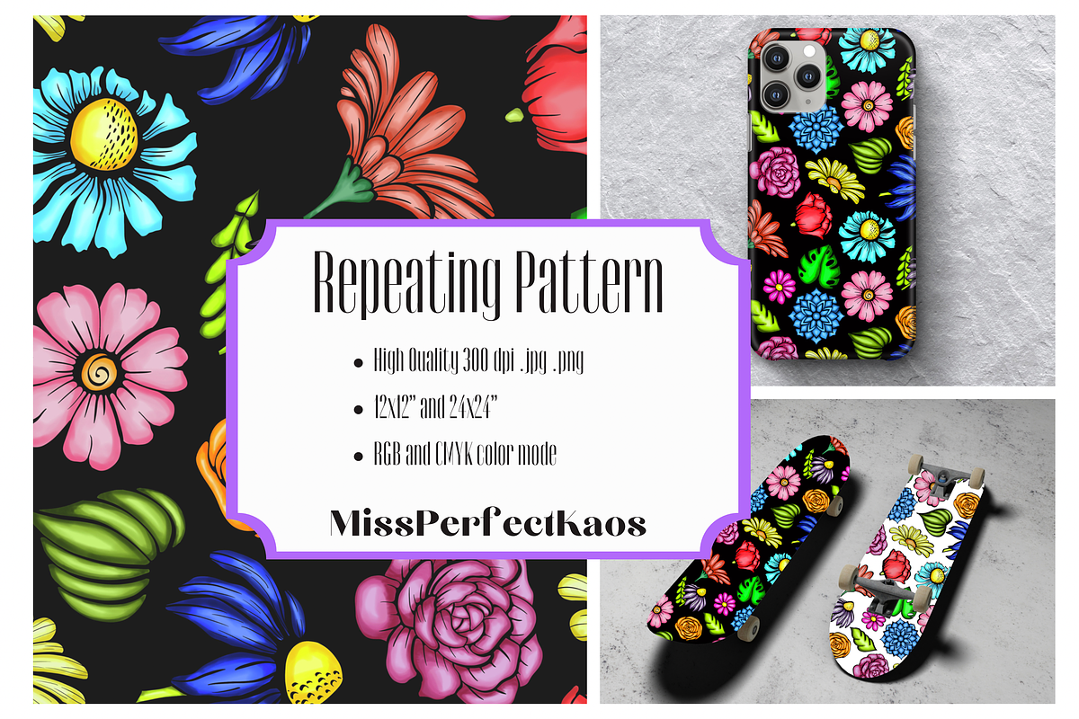 Flower Power - Repeat Pattern, a Pattern Graphic by MissPerfectKaos (Photo 1 of 4)