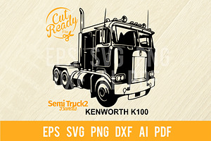 KENWORTH K100 SVG, a Transportation Illustration by Digital-Clipart