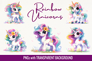 Rainbow Unicorns Watercolor Clip Art, an Illustration by Whimsy & Wishes (Thumbnail 1 of 3)