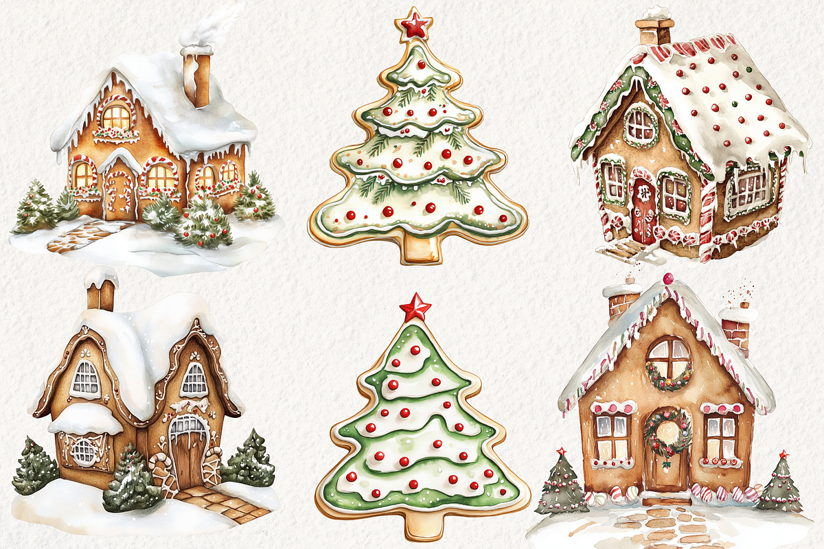 Christmas Gingerbread Clipart, an Illustration by NadiaTheronArt (Photo 4 of 5)