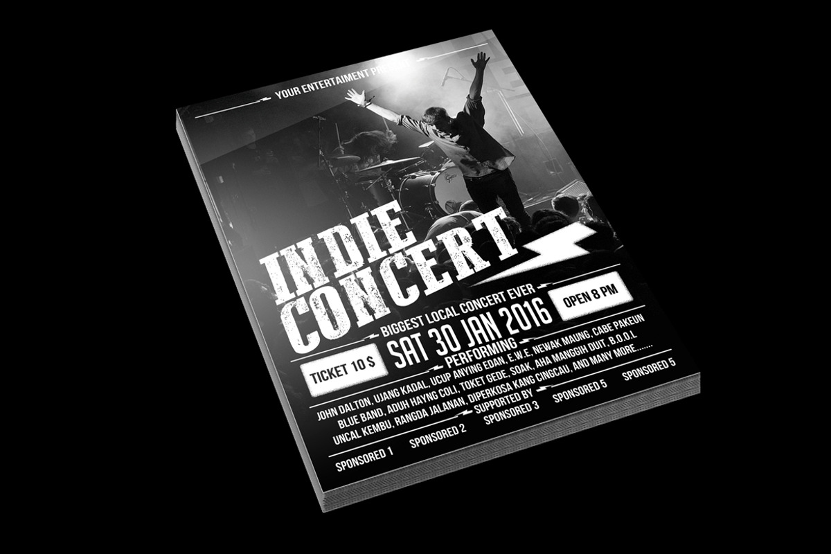 Indie Concert Poster Flyer, a Flyer Template by Muhamad Iqbal hidayat (Photo 3 of 3)