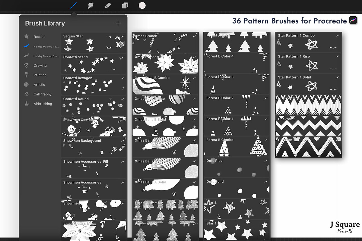 Holiday Mashup Pattern & Stamp Brush, a Brush Add-On by JSquarePresents (Photo 5 of 11)