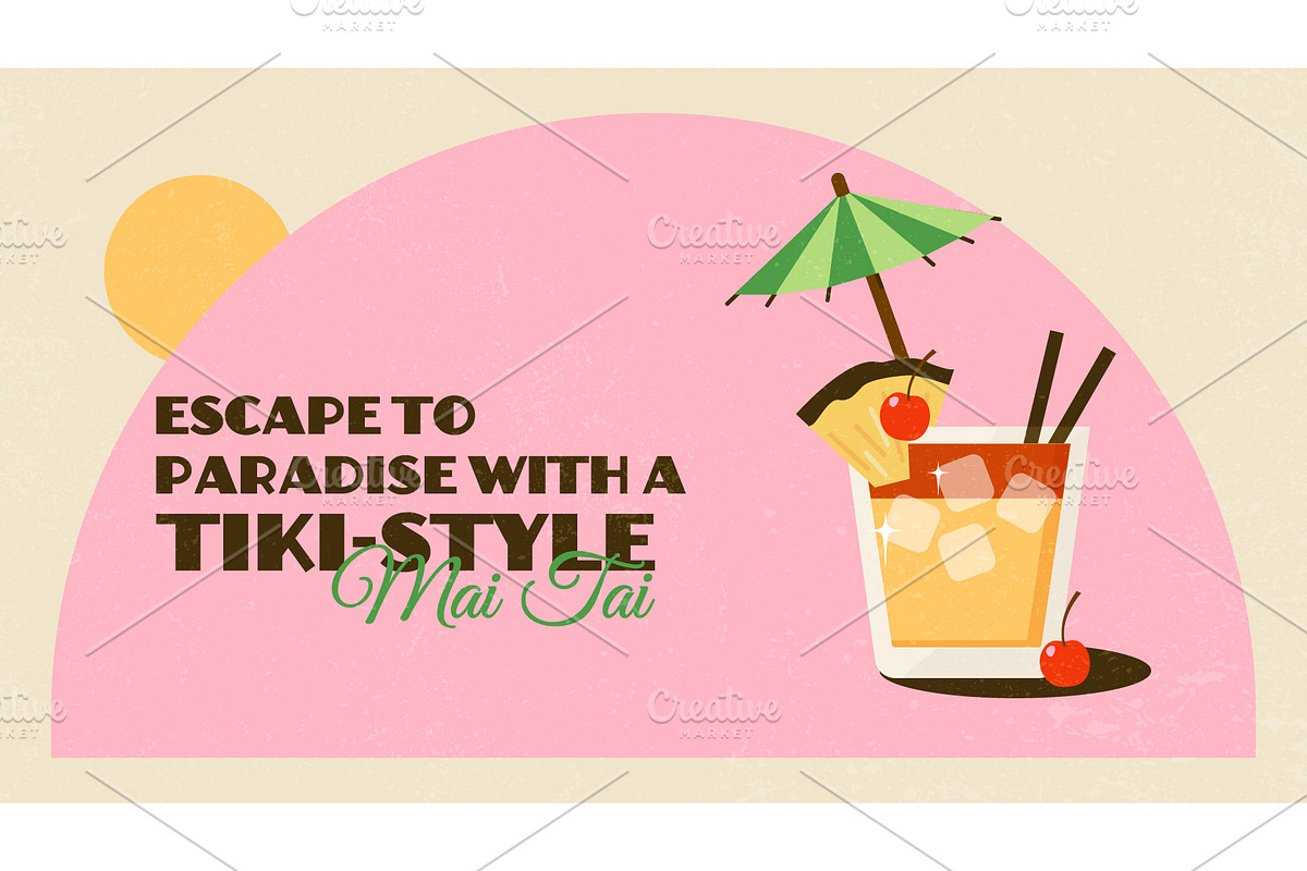 10 Summer Retro Cocktail Banners, a Seasonal Illustration by Soulprint Mercury (Photo 7 of 12)