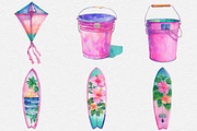 Watercolor Beach Clipart, an Illustration by DreamCafeArt (Thumbnail 5 of 7)