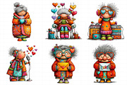 Whimsical Valentines Grandma Clipart, an Illustration by Daily.Designs (Thumbnail 4 of 7)
