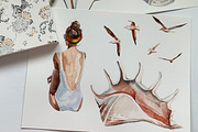 Beach summer watercolor clipart, a Seasonal Illustration by Artcard Watercolor (Thumbnail 12 of 14)