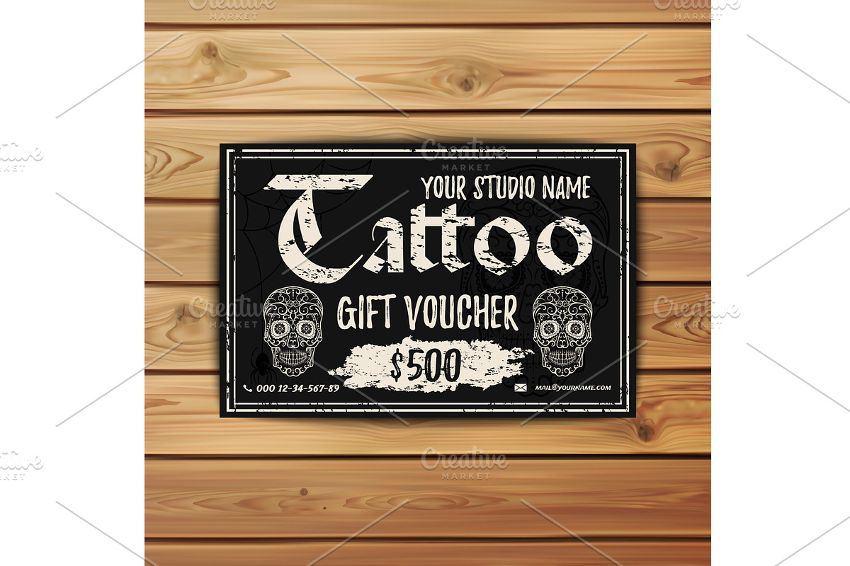 Vintage Tattoo gift voucher, an Education Illustration by Aleksandrs