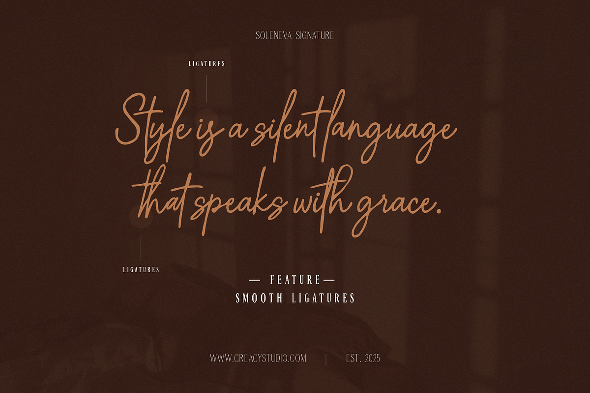 Soleneva - Signature Typeface, a Script Font by Creacy Studio (Photo 5 of 10)