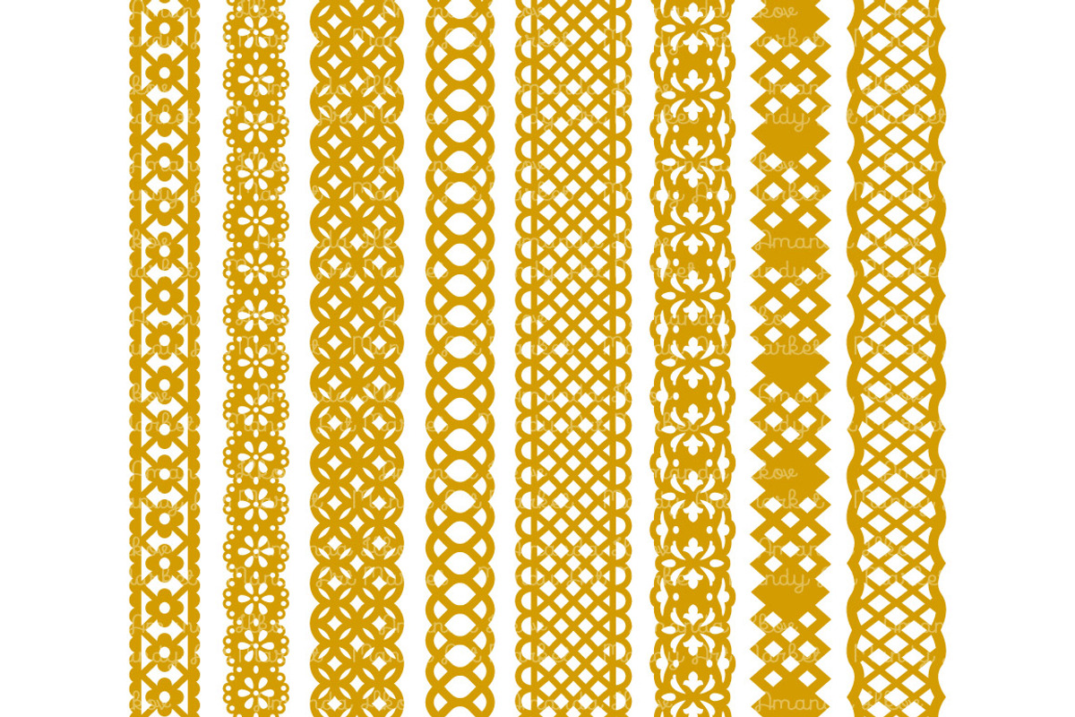 Mustard Lace Vector Clipart Borders, an Illustration by Amanda Ilkov (Photo 3 of 5)