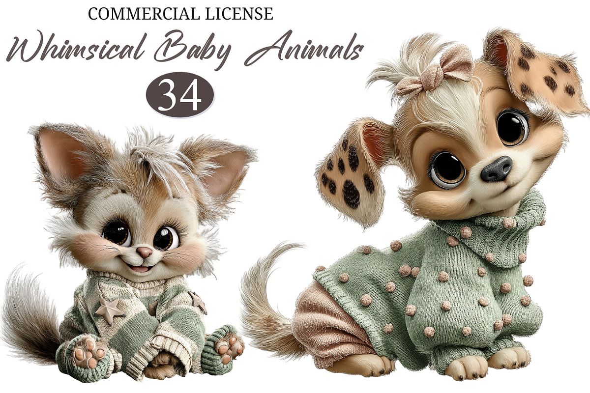 Whimsical Baby Animals in Sweaters, an Illustration by designcity5 (Photo 1 of 5)