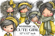 Whimsical Cute Girl Clipart, an Illustration by DreamArtGraphic (Thumbnail 1 of 4)