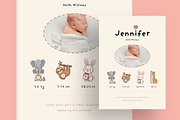 Cute Birth Card With Animal Icons, a Card Template by Filip Studio (Thumbnail 1 of 4)