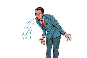 Pop Art Retro A man sticks out his, a Healthcare Illustration by studiostoks