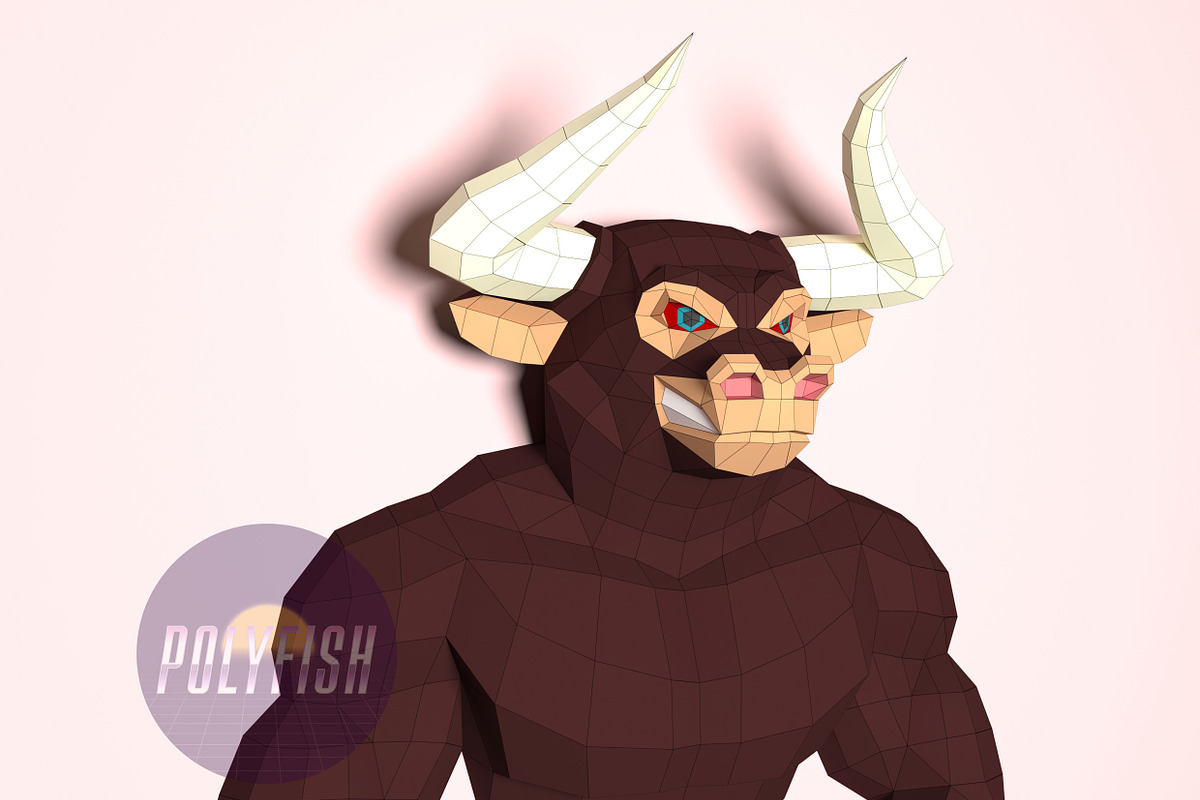 DIY Bull bodybuilder 3D template, a Templates & Theme by PolyFish (Photo 1 of 6)