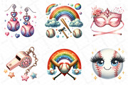Retro Girly Baseball Clipart, an Illustration by DreamPrint404 (Thumbnail 4 of 5)