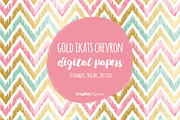 Gold Ikat Chevron Digital Papers, a Texture Graphic by Chus Moreno Studio (Thumbnail 1 of 4)