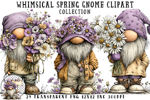 Whimsical Spring Gnome Clipart, an Illustration by OK Design
