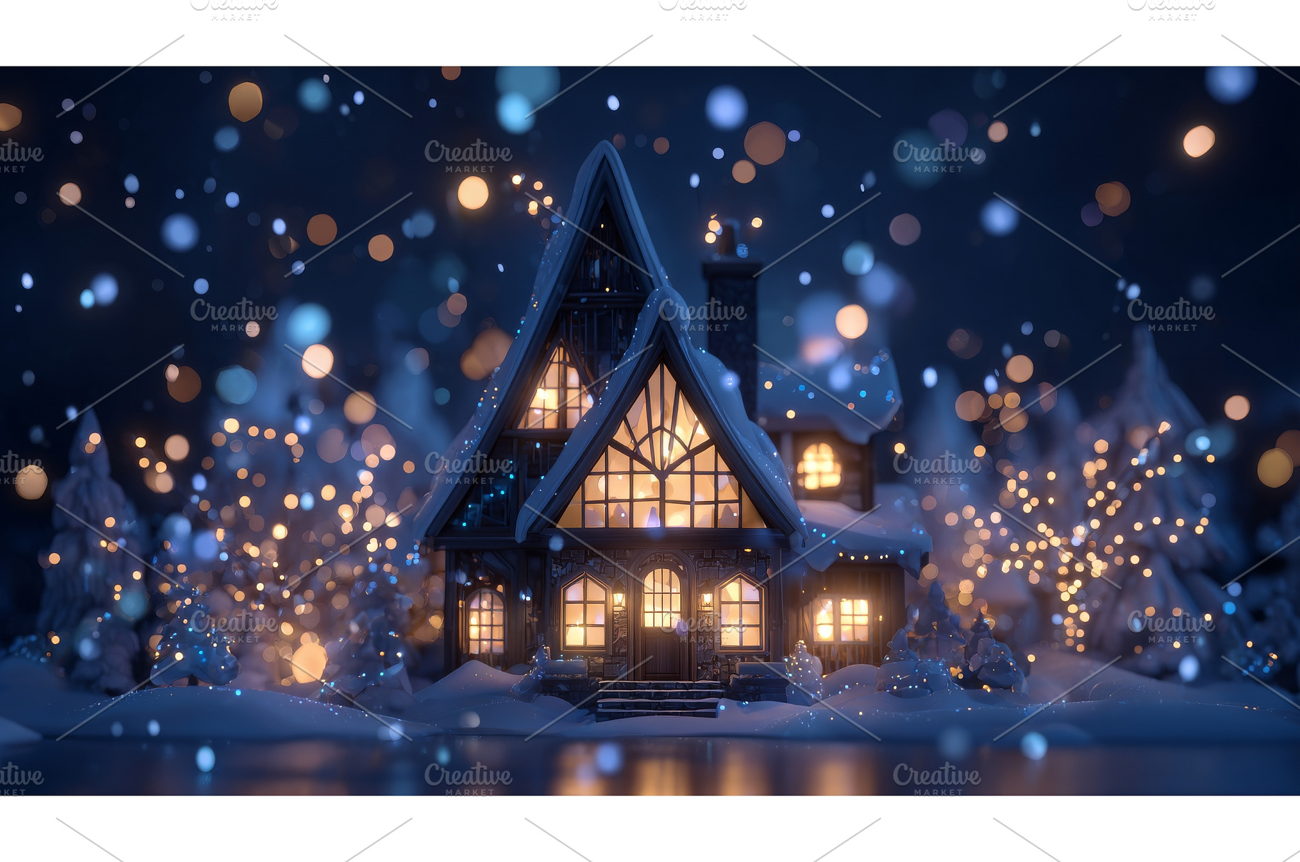 A dreamy winter night scene with, a Holiday Photo by ZinetroN