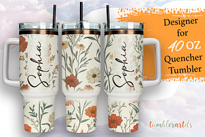 Custom Name Floral 40oz Quencher