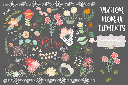 Vector retro flower elements