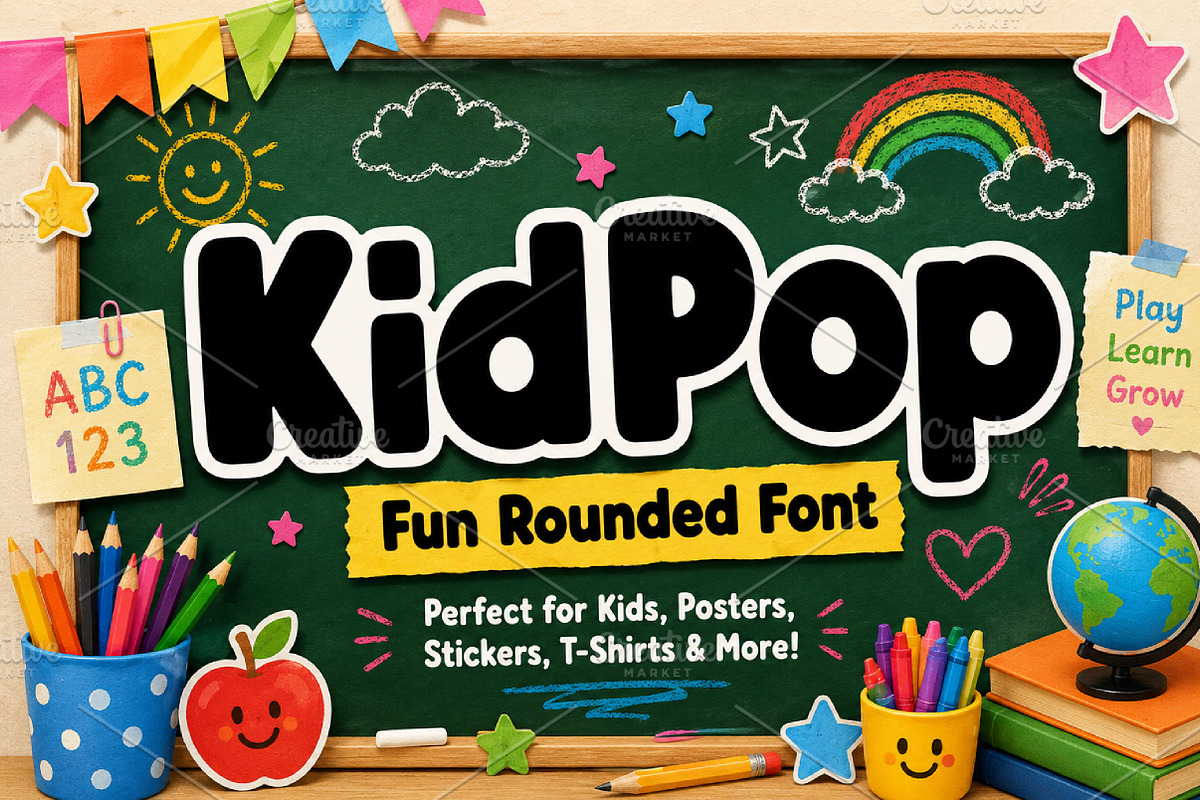 KidPop, a Slab Serif Font by Wow Magic (Photo 1 of 5)