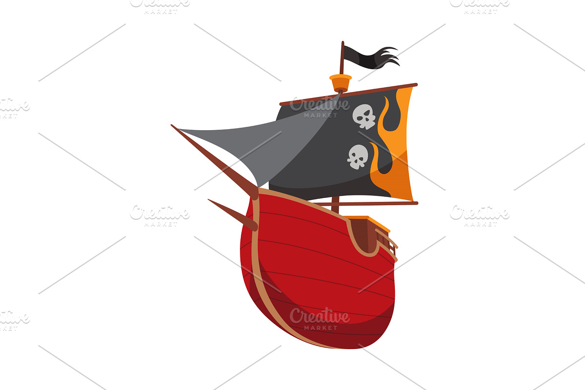 Stylized cartoon pirate ship, a Transportation Illustration by the8monkey