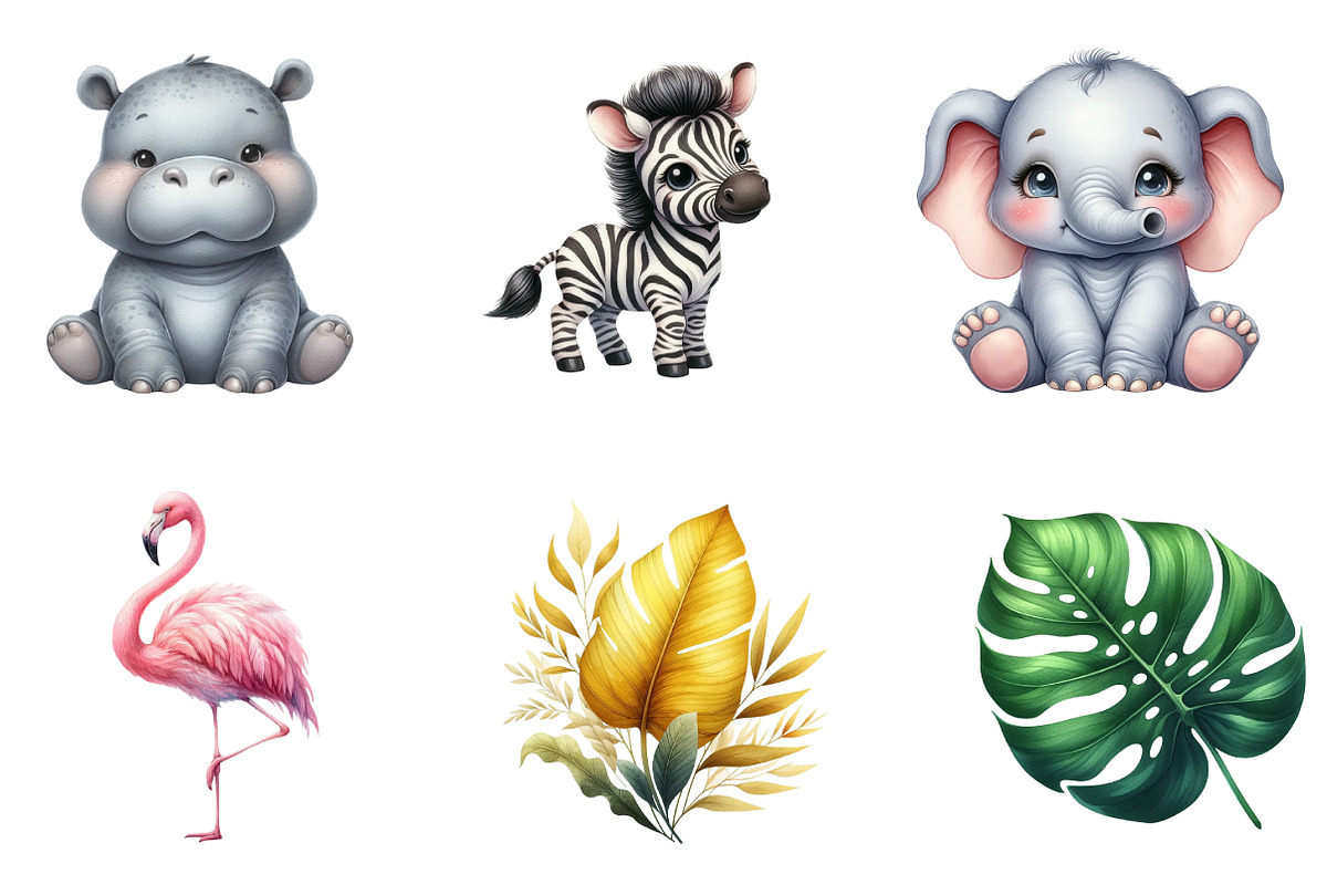 Safari animals watercolor clipart, an Illustration by CreationArt (Photo 3 of 7)