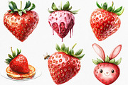 Watercolor Sweet Strawberry Clipart, an Illustration by Canvas Craft (Thumbnail 3 of 8)