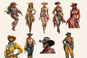 CURVY COWGIRLS CLIPART PACK, a Person Illustration by Daring Digies (Thumbnail 4 of 9)
